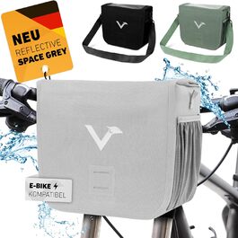 Водонепроникна велосумка Valkental KLICKfix 7 л, відбиваюча, на кермо, з магнітною застібкою та відділенням для телефону, Reflective Space Grey