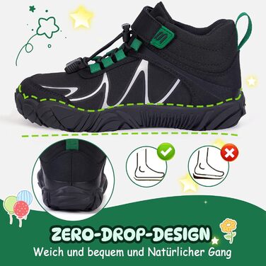 Дитячі шкарпетки-кросівки для ходьби без взуття (Barfußschuhe) – легкі, водонепроникні, неслизькі, розмір 27-35 (чорний)