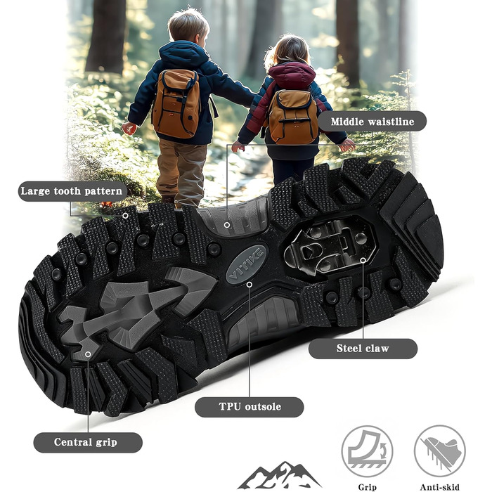 Зимові черевики для хлопчиків ASHION, 39 EU, чорні: утеплені, для трекінгу та ходьби