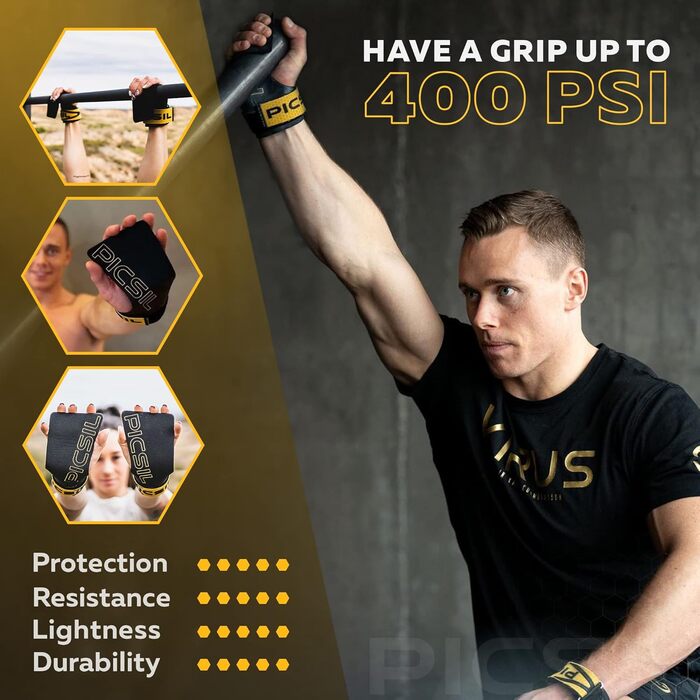 Тренувальні рукавички PICSIL Golden Eagle без дірок, для кроссфіту, фітнесу, боксу, важкої атлетики, проти мозолів, підвищене збереження магнію, безпальцеві