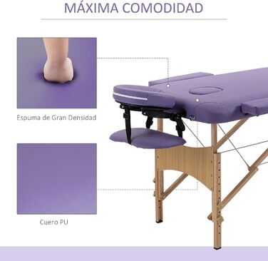 Дерев'яне складане крісло-масажер Homcom, 182 x 60 см, фіолетовий