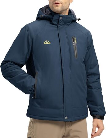 Чоловіча зимова куртка YSENTO: водонепроникна, тепла, з флісовою підкладкою, софтшелл, дихаюча, для катання на лижах та сноуборді з капюшоном (L, Джинсовий синій)