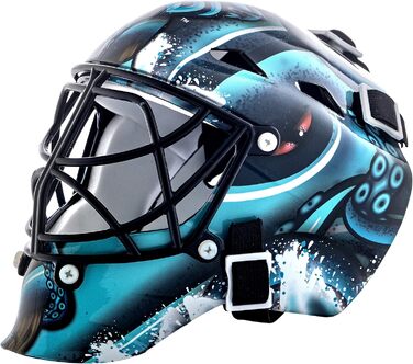Міні-хокейна воротарська маска Franklin Sports NHL Seattle Kraken з логотипом та кейсом, колекційна модель