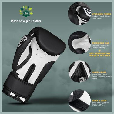 Боксерські рукавички Farabi для дітей 4 oz – MMA, Муай Тай, Кікбоксинг, Спарринг, Тренування (5-10 років, Чорний)