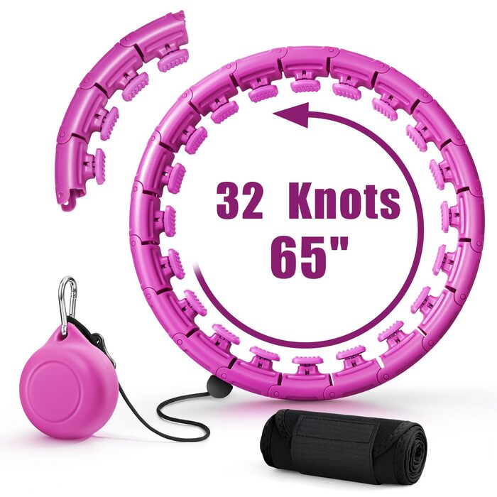 Гнучкий обруч для схуднення Weighted Fit Plus Size (фіолетовий) з масажним ефектом, 32 секції, для початківців та дорослих