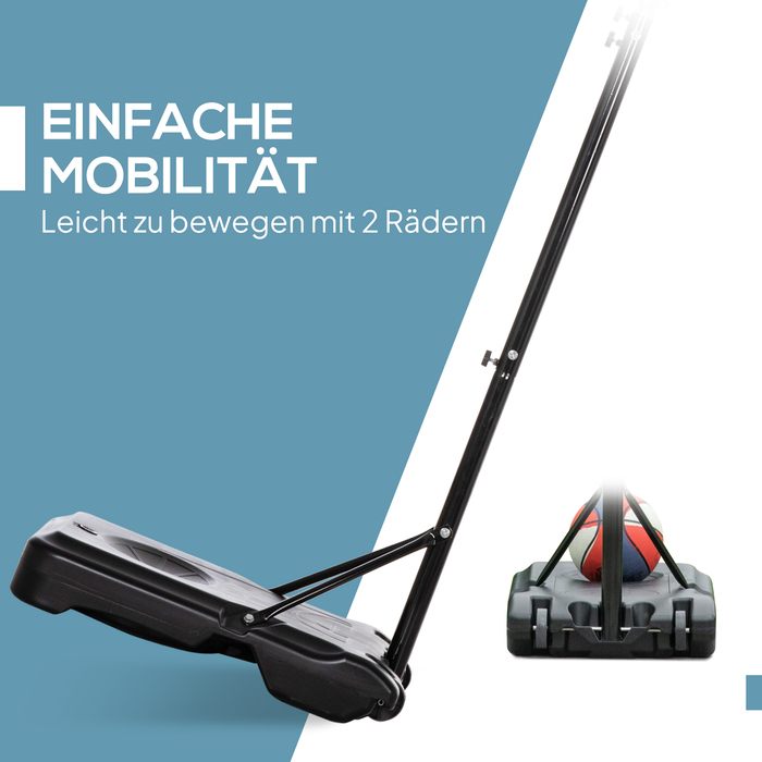 Зручна баскетбольна корзина для вулиці, ідеальна для підлітків. Регульована по висоті баскетбольна стійка (160-210 см) з колесами.