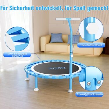 Міні-трамплін FitinOne 102 см для дому та фітнесу, 200 кг, з пружинами та регульованим руків'ям