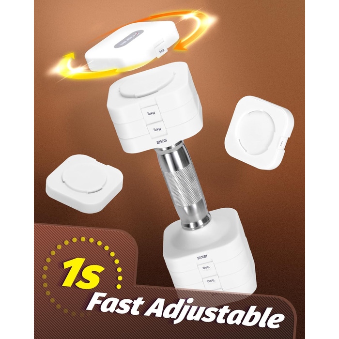 Набір гантелей Fragraim 5 кг x 2 (регульовані) для фітнесу вдома, силові тренування, обладнання для жінок та чоловіків (білі)