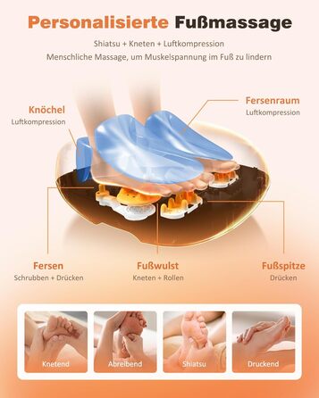 Масажер для ніг KNQZE Shiatsu з підігрівом, для фасціїту та зняття болю (сірий)