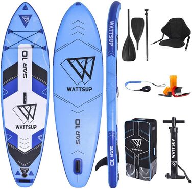 Надувна SUP-дошка Wattsup SAR 10 Combo 305x81x15 см з каяк-сидінням і подвійним веслом, комплект для сапбордингу