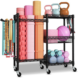 Стійка для гантелей та обладнання для фітнесу - 3 яруси, міцна сталева конструкція, 91.5 x 30 x 82.5 см, до 120 кг