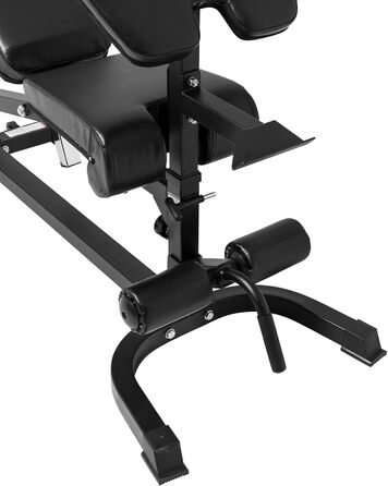 Мультифункціональна лава для жиму GORILLA SPORTS®, 13-рівнева регулювання, 151x63x114 см, зі стійкою для біцепса і фіксатором для ніг, сталева, чорна – тренувальна, універсальна, для фітнесу, жиму лежачи