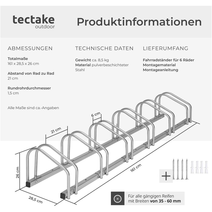 Підставка для велосипедів tectake® - для 4 велосипедів (можливість розширення до 6)