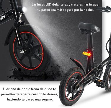 Складаний електровелосипед 14 дюймів з акумулятором 36V 6Ah, портативний E-Bike з дальністю до 25 км для чоловіків і жінок, для міських поїздок