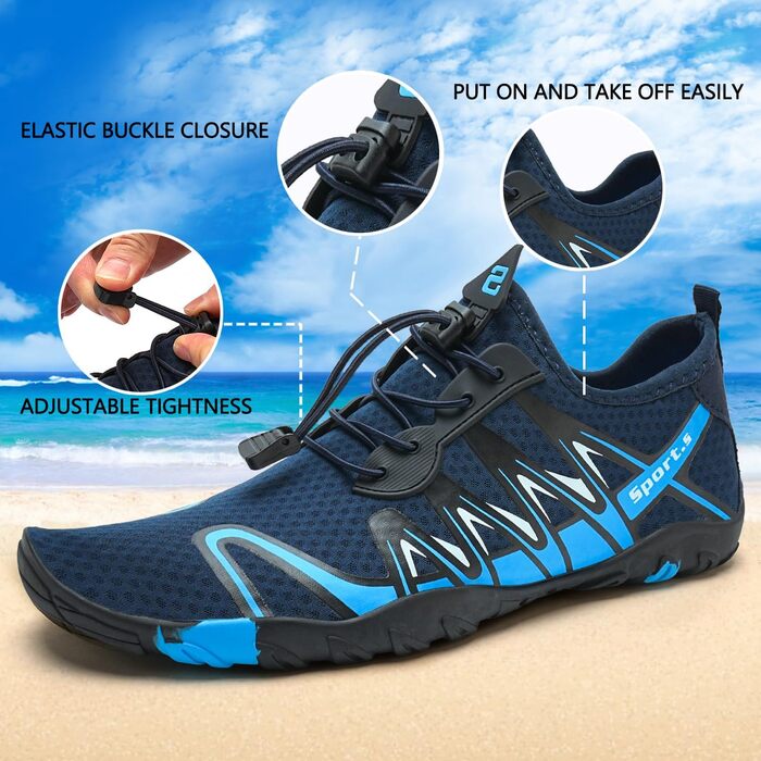 Водні шкарпетки WateLves: дихаючі, нековзні, для плавання та дайвінгу (44 EU, S901 Marineblau)