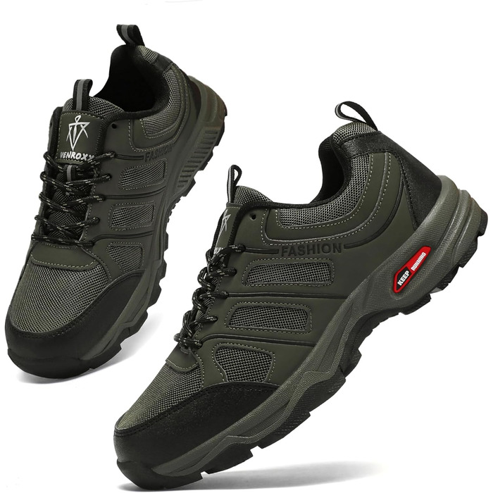 Черевики для хайкінгу чоловічі, дихаючі, трекінгові, легкі та з антиковзким покриттям, спортивні, зелені, 45 EU