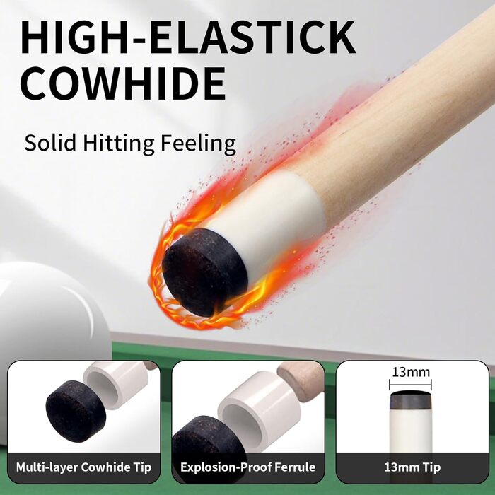 Набір для більярду Horse Billardqueue: 4 більярдні кийки з канадського акації, 58 дюймів, вага 18-21 oz, 2 крейди, для дорослих