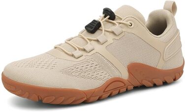 Barefoot Shoes HUSKSWARE для жінок та чоловіків – широка передня частина, неслизька підошва, дихаючі, посилені люверси для фітнесу, трейлраннінгу, хайкінгу та повсякденного використання. Колір: білий (колір: коричневий, розмір: 39 EU)