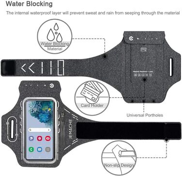 Спортивний браслет на руку JEMACHE для Samsung Galaxy S25/S24/S23/S22 Ultra/Plus/FE з кріпленням для навушників Buds Plus (Сірий)