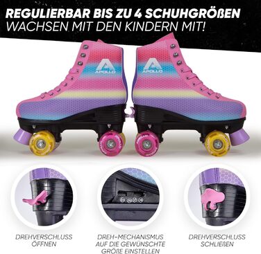 Роликові ковзани Apollo Disco Roller: класичні моделі для дітей та дорослих, регульовані Quad-ковзани (31-42)