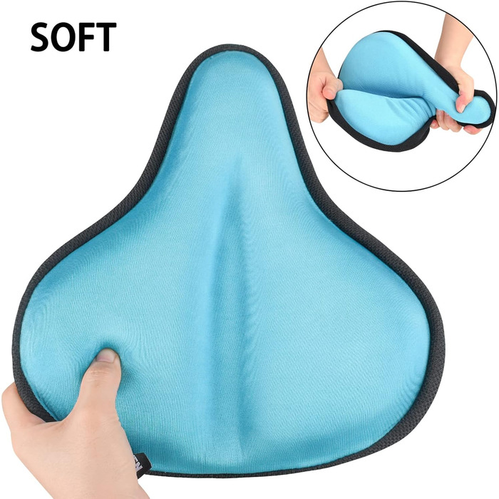 Покриття для велосипедного сидіння Sattelbezug, 27 x 25 см, широке, гелеве, для стаціонарних велосипедів, велотренажерів, спиннингу, з гелевою подушкою, м'яке, небесно-блакитне