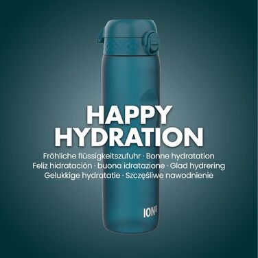 Пляшка для води Ion8 1 літр з часовими мітками, не протікає, зручна кришка, BPA Free, для спорту та фітнесу, синьо-зелена