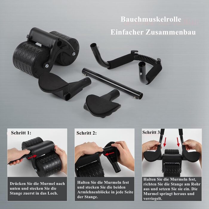 Ролик для пресу з автоматичним відскоком та підтримкою ліктів, чорний