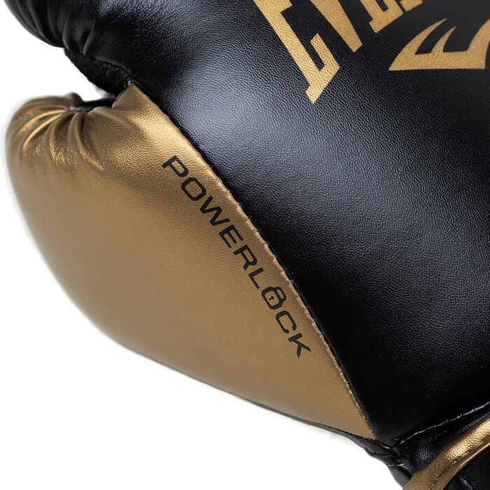 Боксерські рукавички Everlast Powerlock 2R, 10oz, чорний/золотий, для спарингу та роботи з боксерською грушею