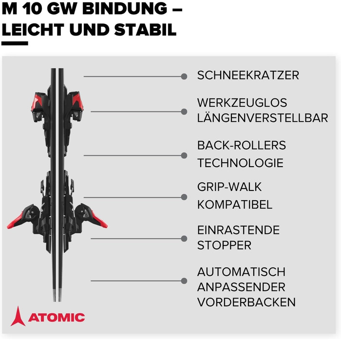Лижі ATOMIC REDSTER SC для катання на лижах (білі/чорні, 168 см) – для жінок та чоловіків