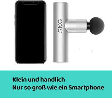 Масажний пістолет SKG F3 Lite Mini, 4 режими, 4 насадки, 3200 об/хв, USB-C, сріблястий