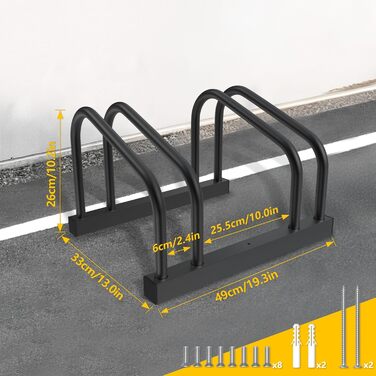 Підставка для велосипедів на 6 велосипедів FIVMEN - настінна/підлогова, 37 см, для MTB, шосе, 30-65 мм