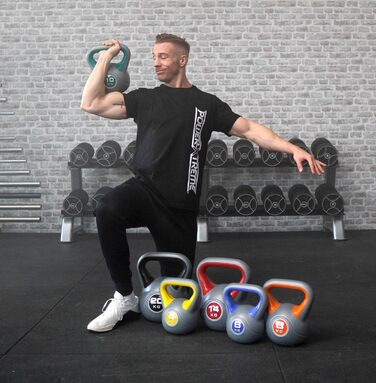 Гиря POWER-XTREME з піщано-бетонним наповнювачем у пластиковій оболонці, різні ваги 2–20 кг