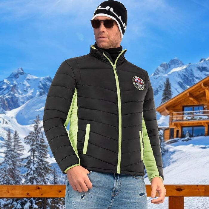 Зимова куртка Nebuus Genius для чоловіків (XL, чорно-лаймова)