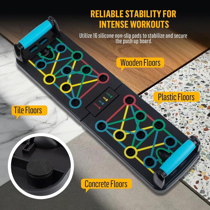 Відкидна дошка для віджимань 17-в-1, портативна, для дому та фітнес-тренувань, з ручками, для розвитку м'язів