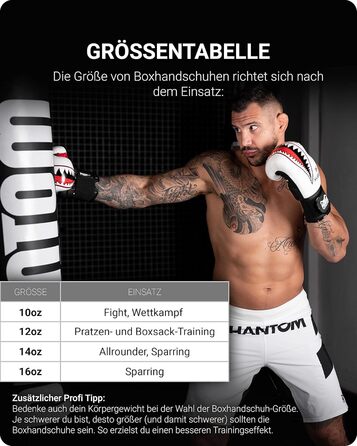 Боксерські рукавички Phantom Boxhandschuhe Fight Squad для MMA та тайського боксу | Чоловічі, білі, 12 Oz