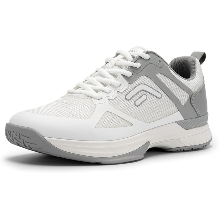 Тенісні кросівки FitVille для чоловіків, широкі, з антиковзким покриттям, для залу, бадмінтону, фітнесу, бігу (42 EU, білі з сірим)