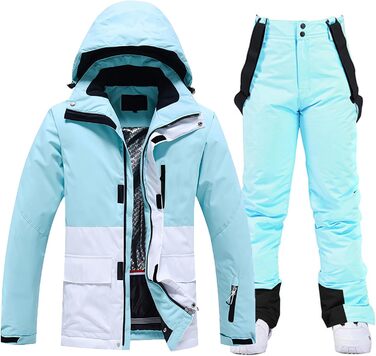 Комплект гірськолижний (куртка та штани) від ALSOGO: водонепроникний, знімний капюшон, для катання на лижах та сноуборді (XXL, TY133BluW, блакитний)