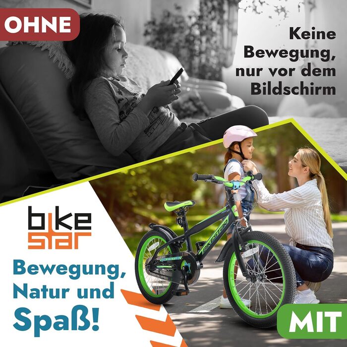 Дитячий велосипед BIKESTAR 18 дюймів для хлопчиків і дівчаток від 5 років Urban Jungle