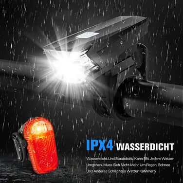 LED-велофара з заднім ліхтарем, комплект, водонепроникний, USB-зарядка, схвалено STVZO, 35LUX/17LUX