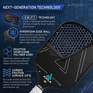 Падл для піклболу JOOLA Ben Johns Hyperion CFS 16 мм Swift, карбон, турнірний, USAPA, швидкість і обертання