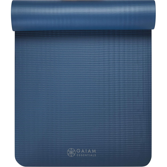 Yogamat Gaiam Essentials товстий 1 см, синій (183x61 см) для йоги та фітнесу з ременем