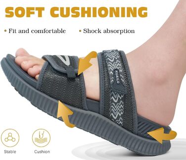 Спортивні сандалі KuaiLu жіночі з м'якою устілкою, ортопедичні для підтримки підошви, літні відкриті босоніжки для активного відпочинку та прогулянок (Сірі, 39 EU)