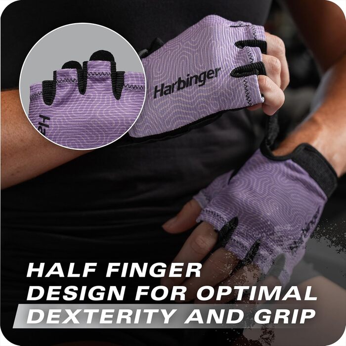 Рукавички для важкої атлетики Harbinger Power Gloves 3.0, жіночі M Carbon, шкіра, напівпальці, регульований ремінець