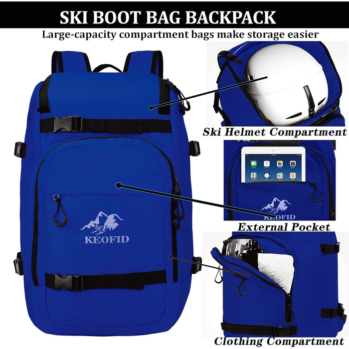 Чохол для лиж KEOFID: універсальний, 50L, для жінок та чоловіків, синій