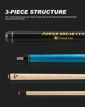 Професійна кий для більярду Crival Heavy Hitter Jump-Break-Queue: 3 частини, 137.2 см, з верхушки 13.2 мм, з клена, для стрибків та обривів