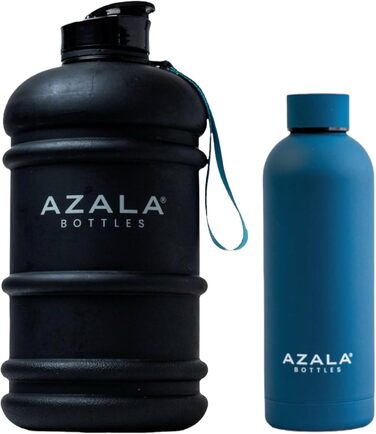 Термос Azala 2 л + 500 мл для спорту, чорний/синьо-зелений