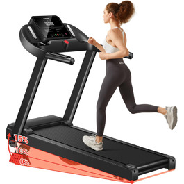 Біговий тренажер UMAY для дому, складаний, 14 км/год, 3.0PS/2200W з монітором серцевого ритму, APP та динаміками, 12 програм тренувань, максимальне навантаження 136 кг, нахил 15%