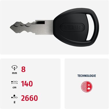 Замок для велосипеда ABUS Iven Chain 8210 - сталевий, 140 см, рівень захисту 10