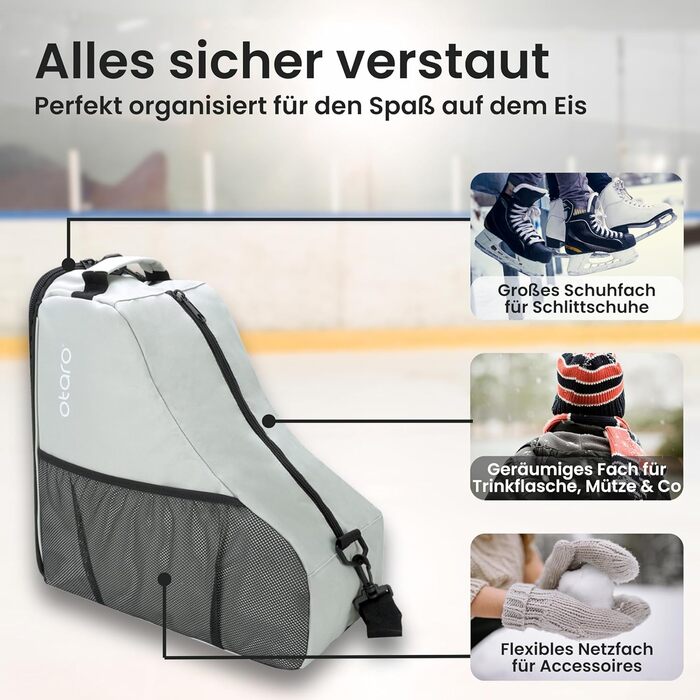 Сумка для ковзанів Otaro – водонепроникна та міцна | Для дітей та дорослих, для роликів та ковзанярського обладнання, сірого кольору
