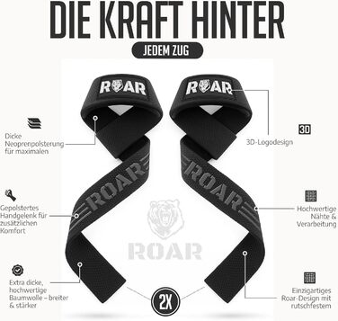 Roar® гучномовні ремені для силових тренувань, бодібілдингу, фітнесу - ремені для підйому штанги - для жінок та чоловіків сірого кольору